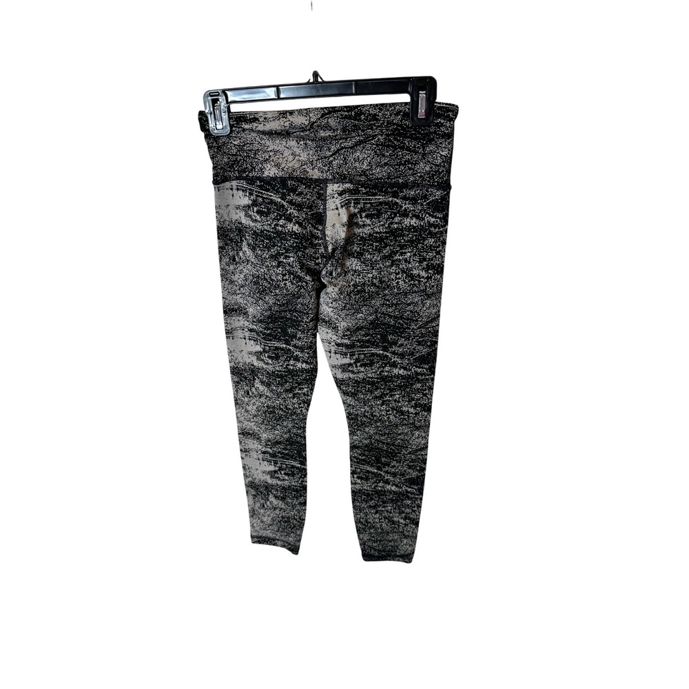 Athleta Womens High Rise 7/8 Leggings Black Abstract Crackle‎ Print Small